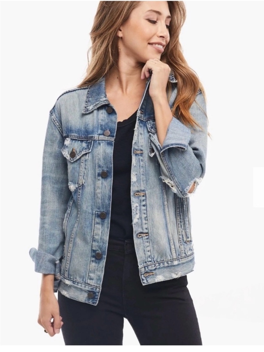 Able Light Blue Distressed Jean Jacket